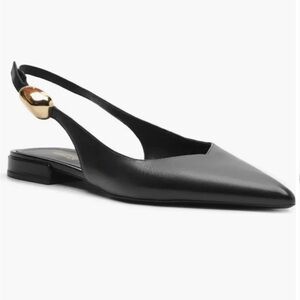 Arezzo Farrah Black Slingback Flats with Gold Accent